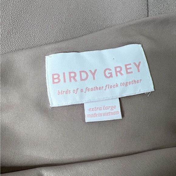 Birdy Gray Taupe One Shoulder KIRA Dress Crepe Sz XL - Picture 4 of 9